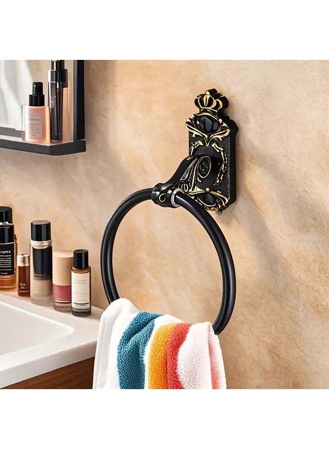 Black Golden Ancient Color Wall Mounted Round Bath Towel Rack Heavy Duty Space Saving Shower Shelf - Image 5
